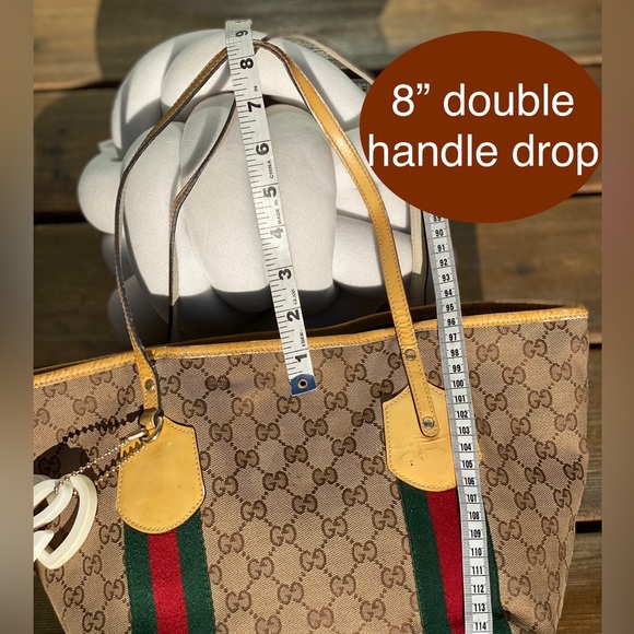 GUCCI Sherry Line Shoulder Tote Bag Canvas Leather Brown GG Pattern15”x 9”x 6”🎁 - Picture 4 of 17